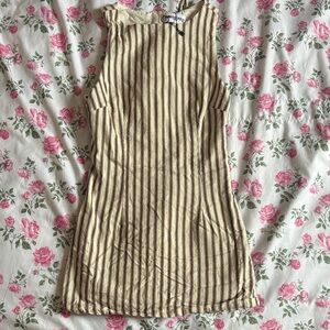PRINCESS POLLY Striped Sleeveless Mini Dress in Cream and Brown
